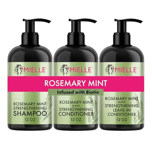 Mielle Wash Day Essentials Bundle - Rosemary Mint Shampoo, Conditioner, Leave-In Conditioner (3 Products)