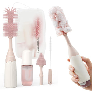 Momcozy Baby Bottle Brush Kit, Push-Press Foam Design, Pink