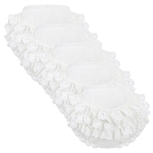 5 Piece Set of Ruffled Lace Panty Diaper Covers for Baby Girls Cotton Toddler White Shorts Underwear