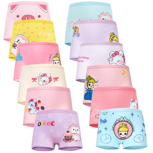 JackLoveBriefs Girls Cotton Underwear with 12 Packs Toddler Boyshort Panties