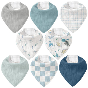 8 Pack Muslin Baby Bandana Bibs for Drooling and Teething