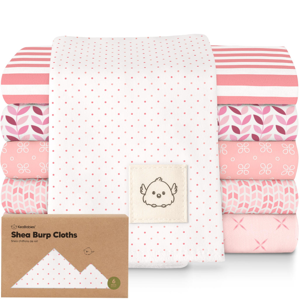 Organic Burp Cloths Baby Boy, Girl, 6-Pack Large Burping Cloths (Blush)