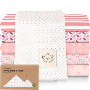 Organic Burp Cloths Baby Boy, Girl, 6-Pack Large Burping Cloths (Blush)