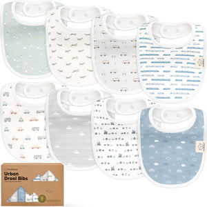 KeaBabies 8-Pack Organic Baby Bibs for Drooling and Teething (Vessels)