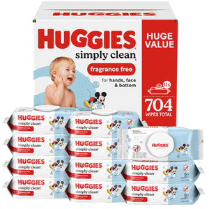 Huggies Simply Clean Baby Wipes, Unscented, 11 Packs, 704 Wipes