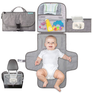Kopi Baby Portable Diaper Changing Pad with Wipes Pocket, Classic Grey