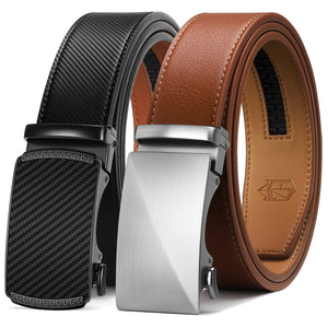 Zitahli Leather Ratchet Belt for Men - 2 Pack Mens belt,Customizable Fit | Everyday Men Dress Pants Belt,Casual Occasion,Classic Style,Gifts for Men on Birthday,Anniversary,Father's Day,and Christmas