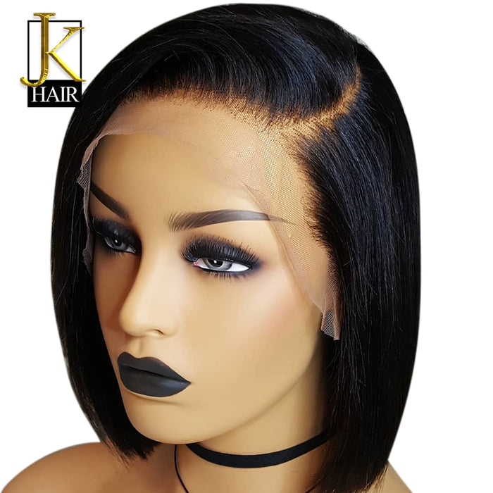 Short human hair lace front wig