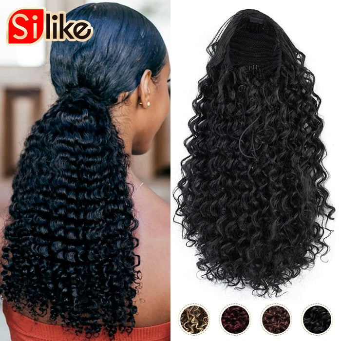 Puff Kinky Curly Drawstring Ponytail 12 inch Afro Drawstring Two Clips in Hair Extensions 150g Synthetic Pony Hair Bun