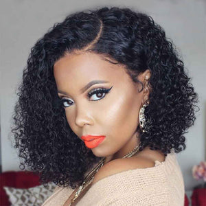 Curly human hair lace frontal wig