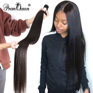 Promqueen Peruvian Human Hair Weave Bundles Straight 8-40inch 100% Human Hair Weave Bundles Natural Color Remy Hair Extensions