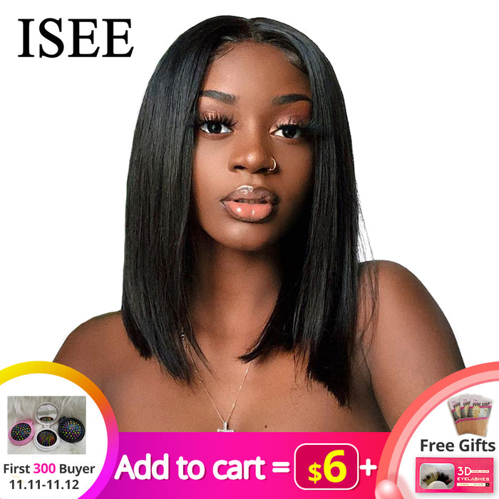 Short human hair lace front wig