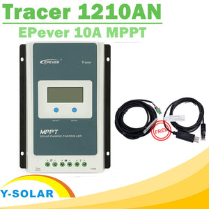 EPsolar MPPT Tracer 1210AN Solar Controller 10A 12V 24V LCD Solar Panel Charge Controller Battery Regulator with Free Two Cables