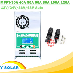 MPPT 120A  80A 60A 40A Solar Charge Controller Backlight LCD Solar Regulator 12V 24V 36V 48V Auto for Acid and Lithium Free MC4